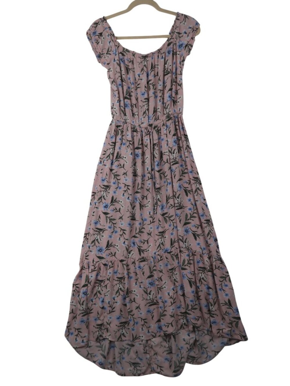 ✨3/$30 American Eagle Outfitters M Floral Pink Maxi Dress Off-Shoulder Flowy